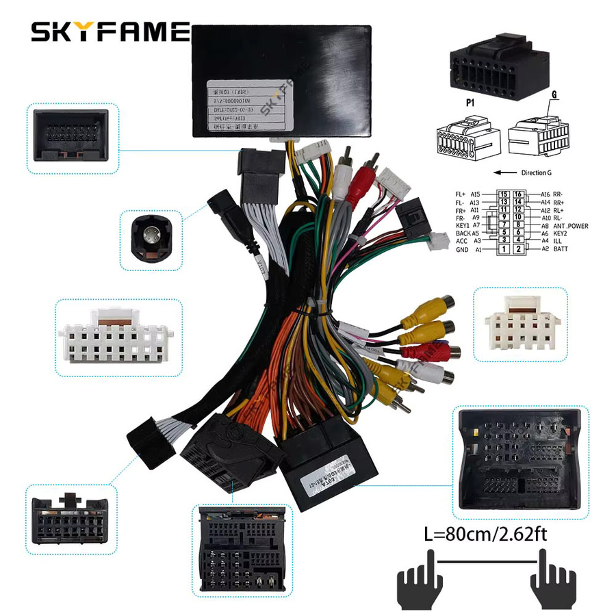 SKYFAME Auto 16pin Kabelbaum Adapter mit Canbus Box Decoder für Android Radio Power Kabel für Audi Q3 in Schwarz - Bild 5