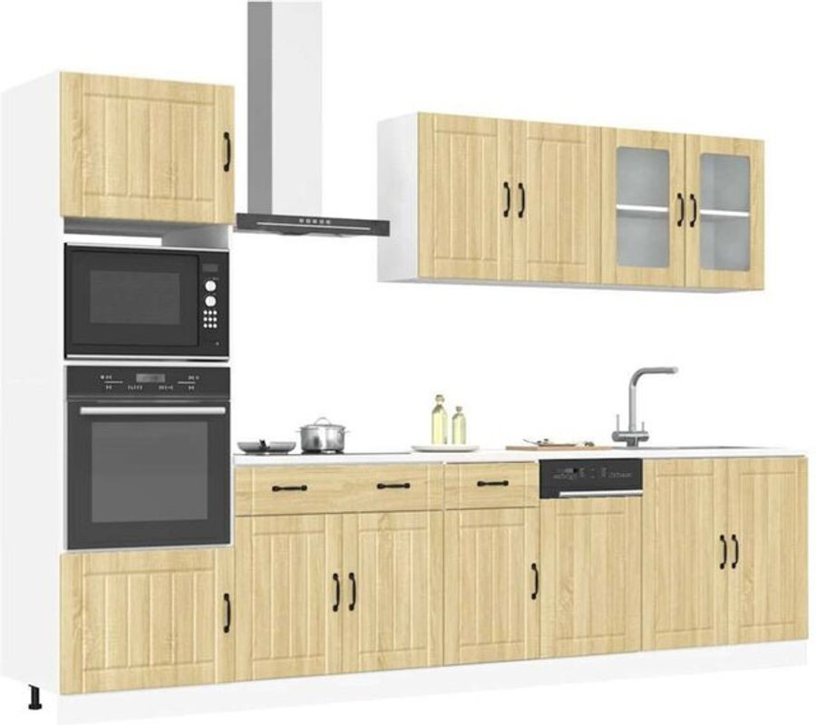 VIDAXL Küchenzeile Lucca 7-teiliges Küchenschrank-Set in Eiche Natur und Braun im Landhausstil - Bild 1