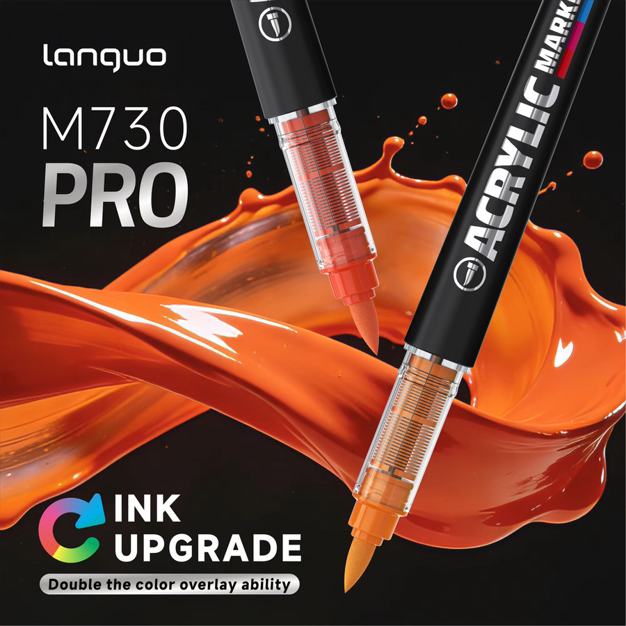 Languo Acryl-Malstifte mit Pinselspitze in Multicolour für professionelle Malarbeiten auf Holz, Stein und Leinwand - Bild 5