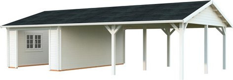 Palmako Garage Roger aus Fichtenholz mit Satteldach, Weiß, B/T/H: 1006 x 619 x 316 cm - Bild 2