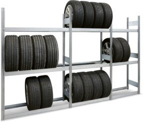 Regalwerk BERT-Räderregal Grundfeld Stecksystem verzinkt silber H: 250 cm, B: 100,5 cm, T: 40 cm - Bild 1
