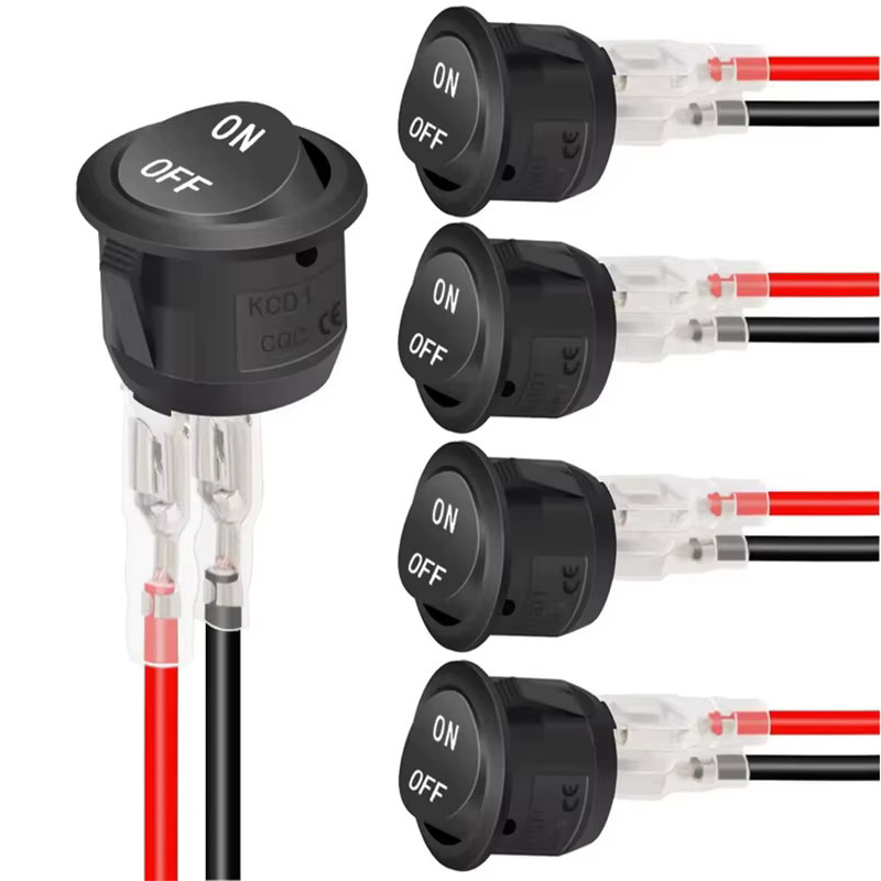 AOKIN Runder Wippschalter SPST 2-poliger Ein/Aus-Kippschalter Schwarz 12 V 6 A/250 V 10 A/125 V - Bild 2