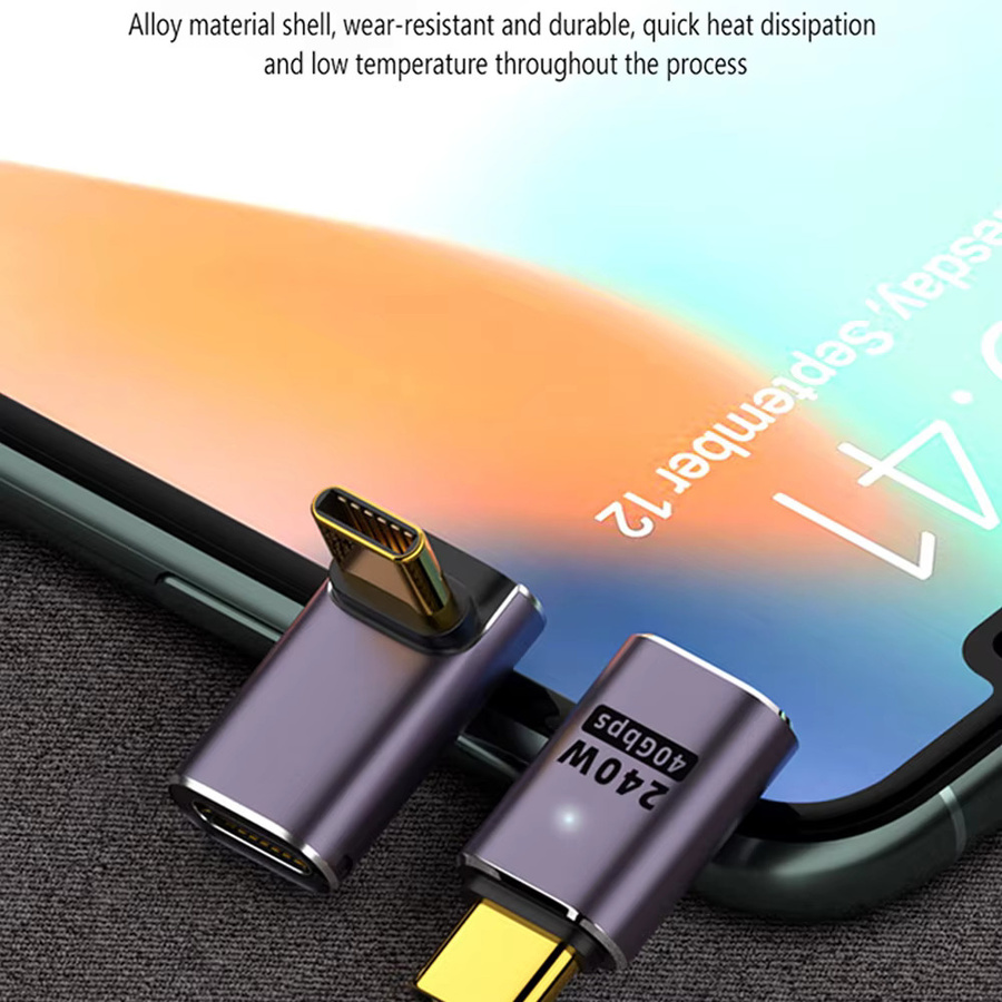 UGOURD USB4 OTG Typ C auf C Thunderbolt 3 Verlängerungskabel-Adapter in Grau, L-Form, 40 Gbit/s, männlich auf weiblich für Laptop, PC und Smartphone - Bild 4