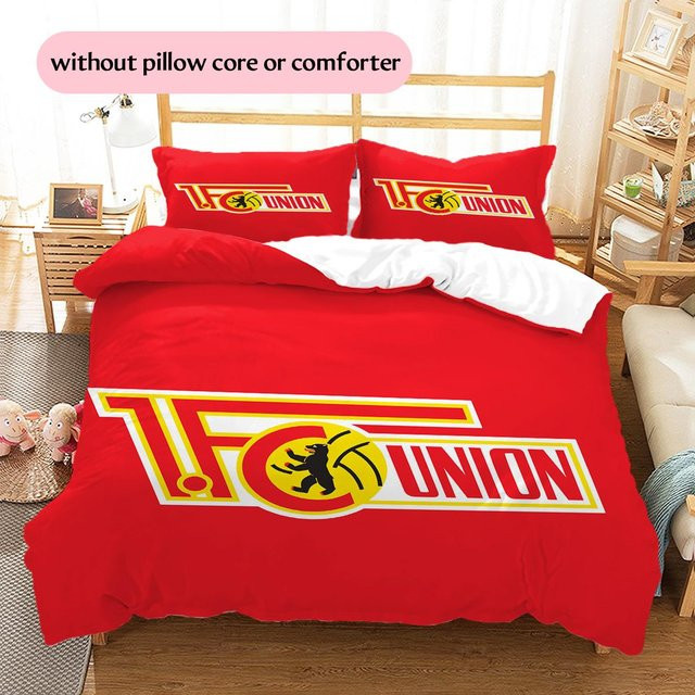 Union Berlin FC Muster Bettwäsche Set in Rot mit 1 Bettbezug und 2 Kissenbezügen, B/H: 240 x 220 cm - Bild 1