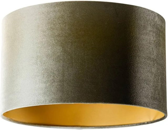 QAZQA Samtlampenschirm Grün mit goldener Innenseite, rund, E27, Durchmesser: 35 cm, Höhe: 20 cm - Bild 1
