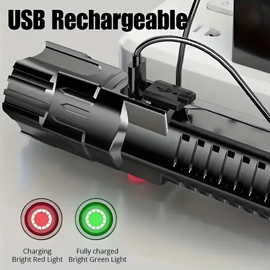 ZHIYU LED Taschenlampe mit USB-Ladefunktion in Schwarz - Bild 5