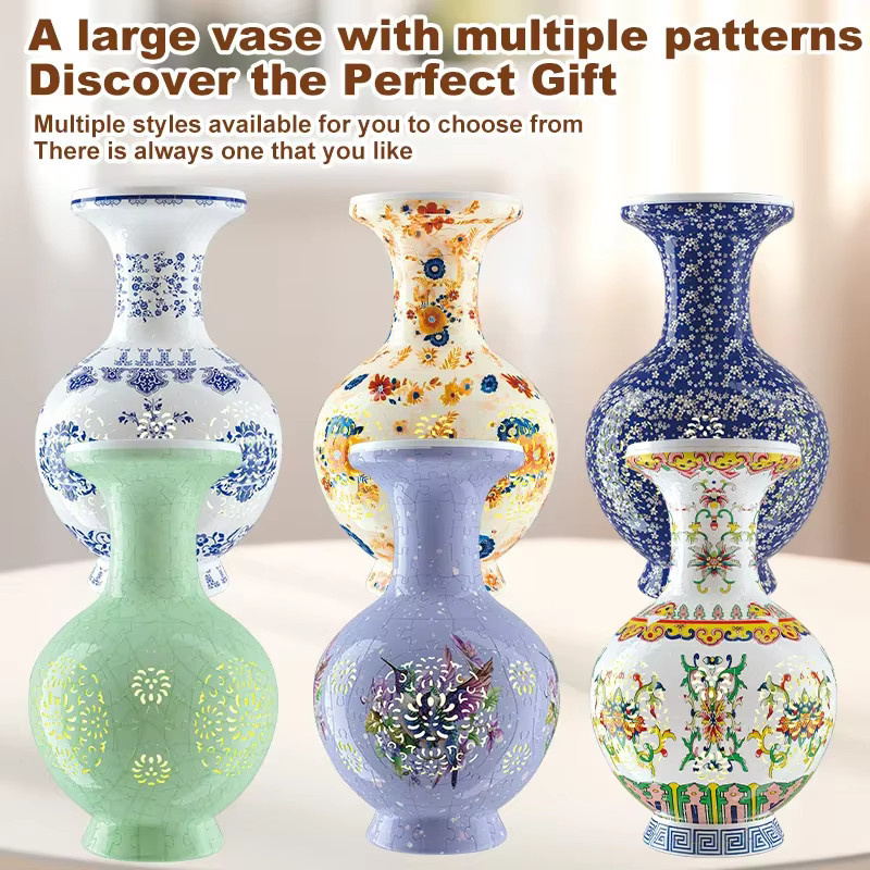 CONUSEA 3D Porzellan Puzzle Blumenvase mit floralem Design in Natur für Erwachsene - Bild 2