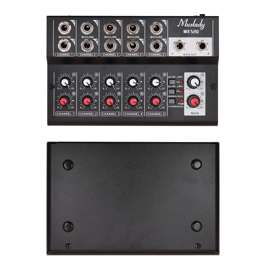 Muslady MIX5210 10-Kanal-Mischkonsole Digitaler Stereo-Audio-Mixer in Schwarz mit Mikrofonanschluss - Bild 6