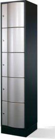 C+P Schließfachschrank Resisto mit 5 Fächern, Front Weißaluminium und Korpus Schwarzgrau, H x B x T: 195 x 39,6 x 54 cm - Bild 1