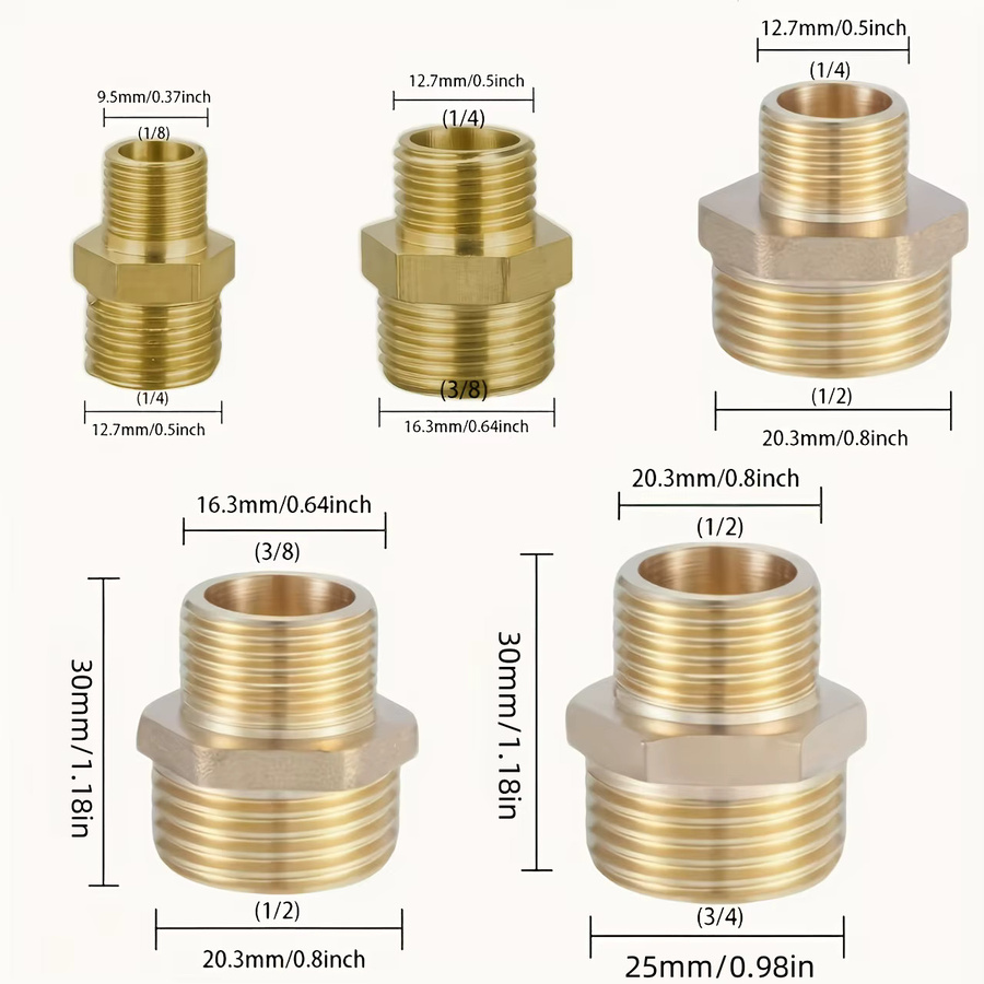 AGASHE Rohradapter Set 15 Stück doppelseitig mit Gewinde Euro- und US-Konvertierung aus Metall in Gold - Bild 2