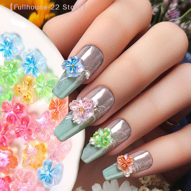 Heabety Nagel-Charms, 3D-Blumen und Schmetterlinge, Glänzend, 50 Stück - Bild 1