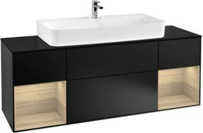 V&B Waschtischunterschrank Finion mit Wandbeleuchtung, Breite: 160 cm, Farbe: Blau Lacquered - Bild 1