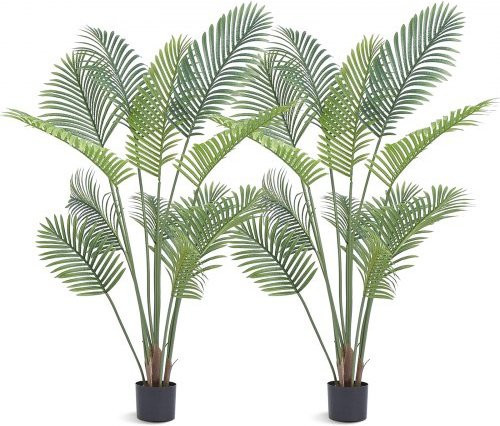 VEVOR Künstliche Palme in Grün, 1,5m Hohe Kunstpflanze aus PE-Material mit Kippschutz für Innen und Außen - Bild 1