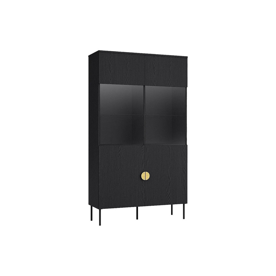 Vitrinenschrank Nataniel von Vente-unique in Schwarz mit Glastüren, LED-Beleuchtung und Regalböden, Breite: 106,6 cm - Bild 2