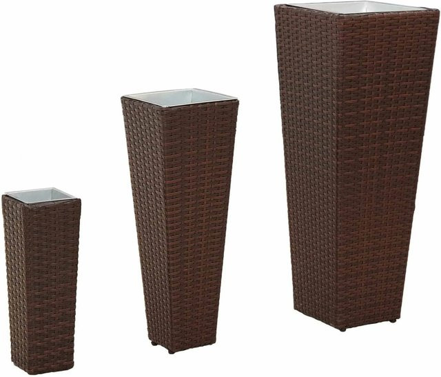 vidaXL Set aus 3 Pflanzkübeln aus Metall in Braun - Bild 1