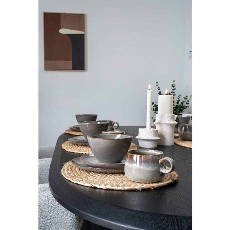 Selma Keramikschalen Set 4er Pack Grau und Braun Rustikal Rund Durchmesser: 15 cm, Höhe: 9 cm - Bild 1