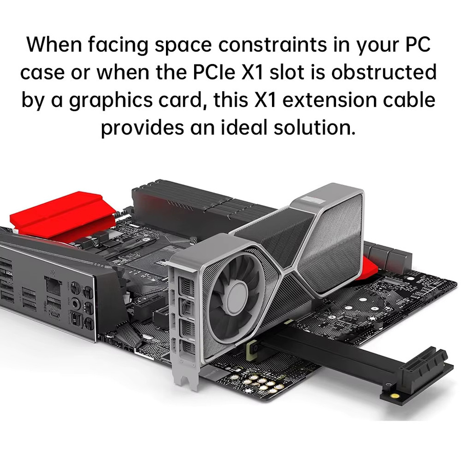 Fenvi PCIE 3.0 X1 Riser-Kabel 90 Grad Rechtwinkliges PCI Express X1 Verlängerungskabel Ribbon Extender Schwarz - Bild 3