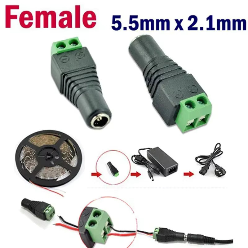 DC Stromanschluss Adapter Set für 2Pin 5050 3528 LED-Streifen, männlich und weiblich, schwarz - Bild 2