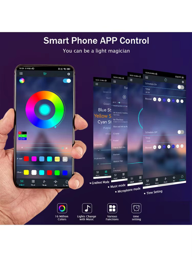 Acosh RGB LED Neon-Flex Seilbeleuchtung mit Bluetooth, App- und Fernbedienung, Multicolour Silikon-Dekorationslicht für dein Schlafzimmer - Bild 7