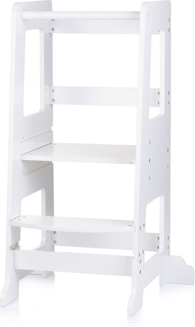 Chipolino Kinder Lernturm Stehhilfe aus Holz und MDF, höhenverstellbarer Tritthocker in Weiß - Bild 1