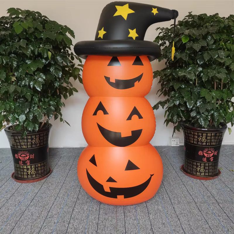 LUSQI Halloween aufblasbarer Kürbisgeist in Weiß und Orange als winddichte Gartendekoration für drinnen und draußen - Bild 2