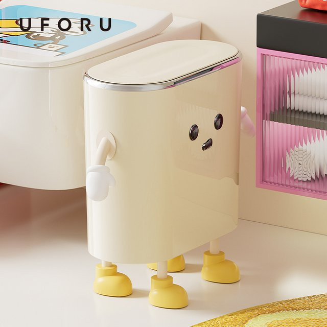 UFORU Mülleimer mit Deckel aus Kunststoff in Weiß mit Touch-Funktion für Küche und Bad - Bild 1