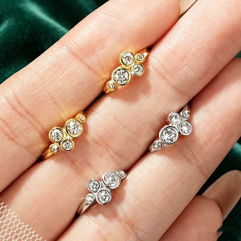 Lnngy Creolen-Ohrringe, 14 Karat Gold gefüllt, Moissanit, Damen - Bild 2
