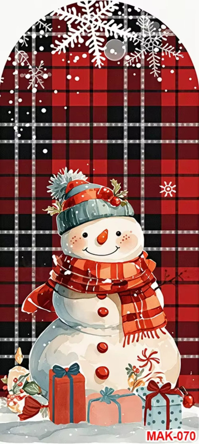 VIKAMA Weihnachts-Bogenhintergrund mit Schneeflocken im rot-schwarzen Tartan-Design für deine Party und Fotografie - Bild 2