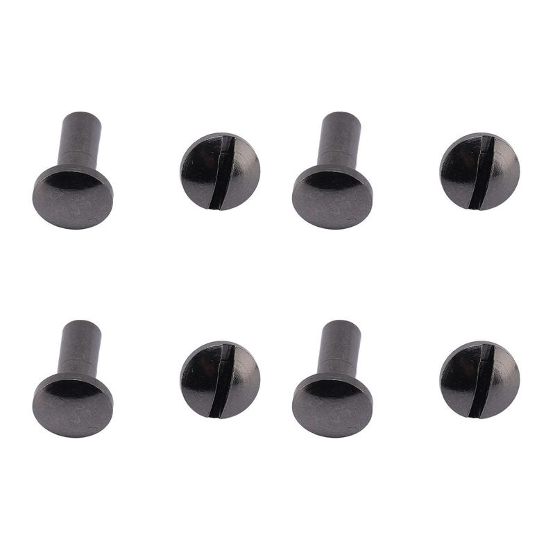 20 Set Koogeelife Bindnieten aus Zinklegierung mit Bogenschlitzschraubenkopf in Schwarz, B: 8 mm, T: 10 mm, H: 5 mm - Bild 3