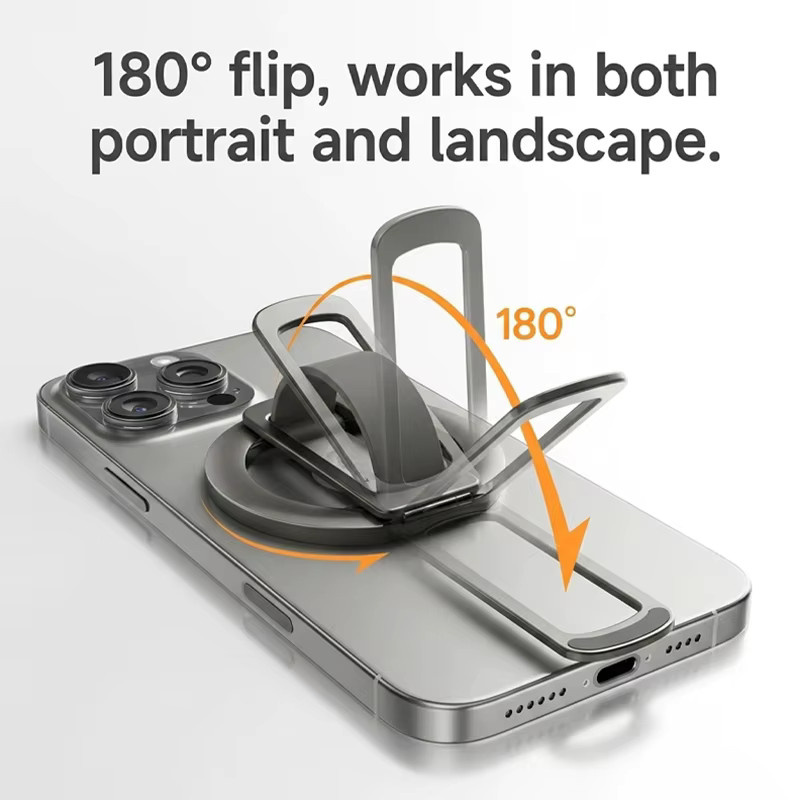 WSSHE Magnetischer faltbarer Telefonhalter aus Silikon mit 360 Grad drehbarer MagSafe-Funktion in Schwarz - Bild 3