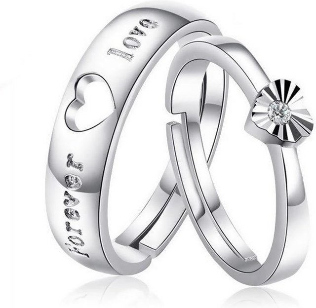 Lucky Star Jewelry Ring Paar, 925 Silber, Zirkonia, Unisex, Offen - Bild 1