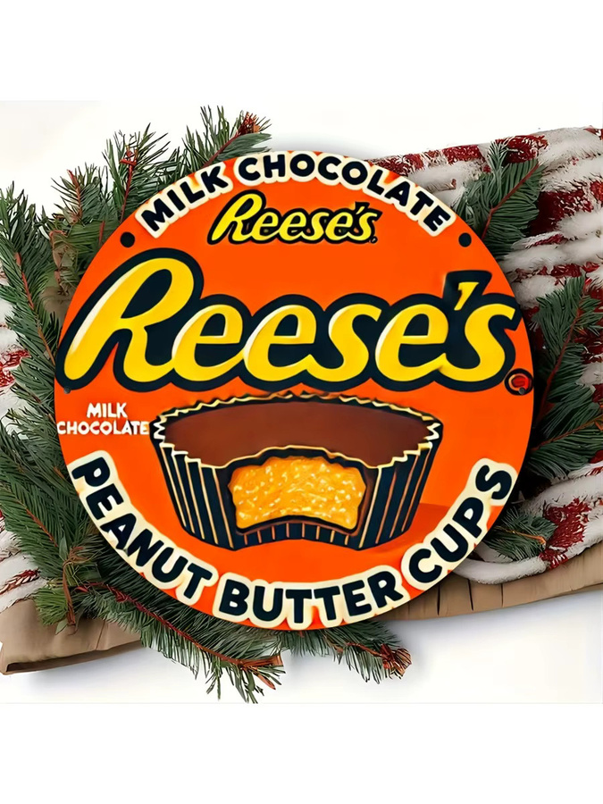 Potdemiel Reese's Peanut Butter Cups Vintage Aluminiumschild in Orange, Wandkunst Dekor im Retro-Stil, B/H: 19,81 x 19,81 cm - Bild 6