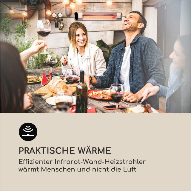 Dark Wave Infrarot-Heizstrahler 2000W mit goldbeschichteter Carbonröhre in Aluminium-Ausführung IP65 - Bild 1