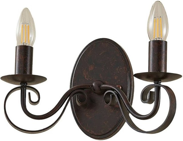 Lucande Wandleuchte Caleb 9620532 in Braun, 2-flammige Landhaus Wandlampe aus Metall im Vintage-Stil mit E14 Fassung - Bild 1