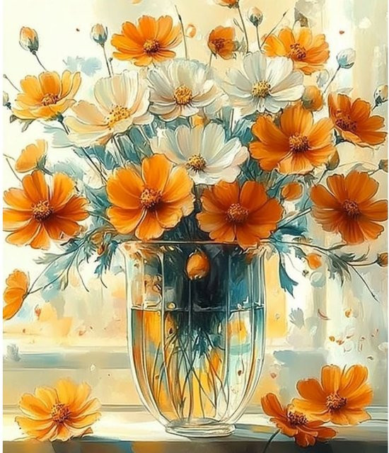 RUOPOTY Orange Daisy Diamond Painting Kit, Kunst- und Bastelset - Bild 1