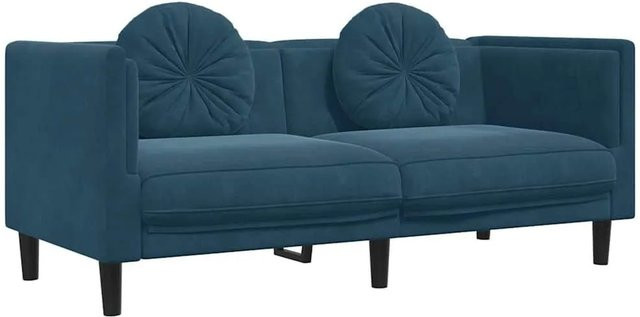 vidaXL 2-Sitzer Sofa aus blauem Samt mit Kissen und Schaumstofffüllung, B/T/H: 173,5 x 77,0 x 70,0 cm - Bild 1
