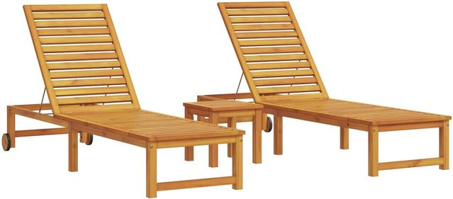 vidaXL Sonnenliege mit Tisch aus Massivholz Akazie in Braun - Bild 1