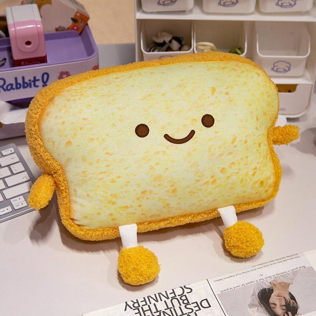 Binchi Fitness Kawaii Toast Brot Plüschtier, 30cm, Gelb - Bild 1