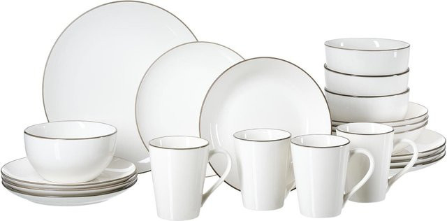 Ritzenhoff & Breker Kombi-Set Adela 20-teilig aus Porzellan in Grau und Weiß - Bild 1