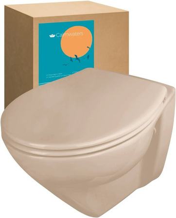 Calmwaters Wand-WC Modern Plus spülrandlos mit WC-Sitz in Beige-Bahamabeige