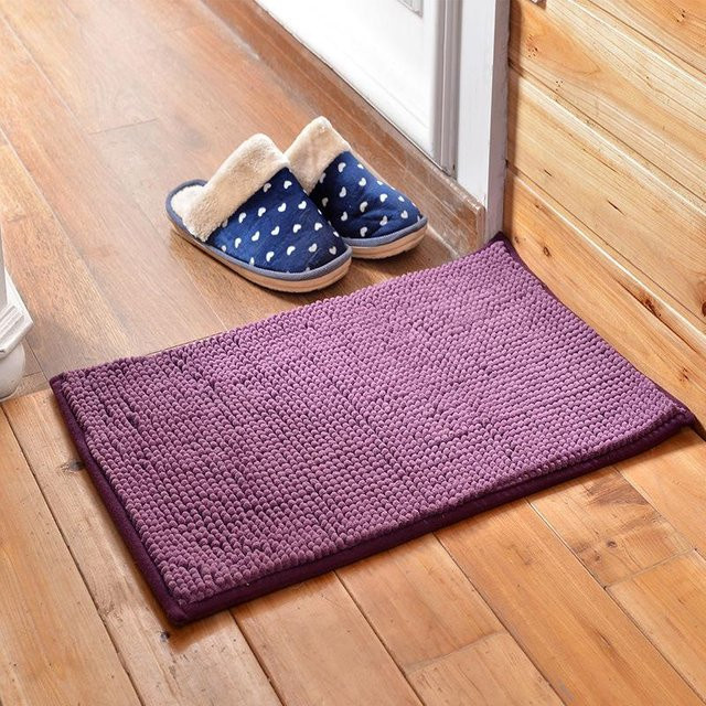 Rutschfeste Chenille Fußmatte aus Mikrofaser in Lila, B/T: 60 x 40 cm - Bild 1