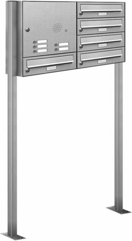 Freistehendes Briefkasten-System von AL BRIEFKASTENSYSTEME für 5 Parteien in Silber, B/H/T: 84,6 x 150 x 27,5 cm - Bild 1