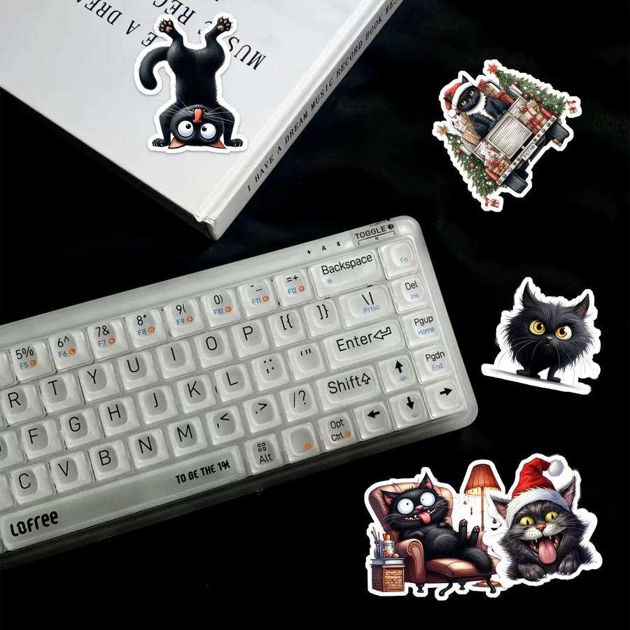 50 Stück Schwarze Katze Cartoon Graffiti Aufkleber aus PVC in Schwarz und Multicolour für Notebook, Wasserflaschen und Koffer - Bild 2
