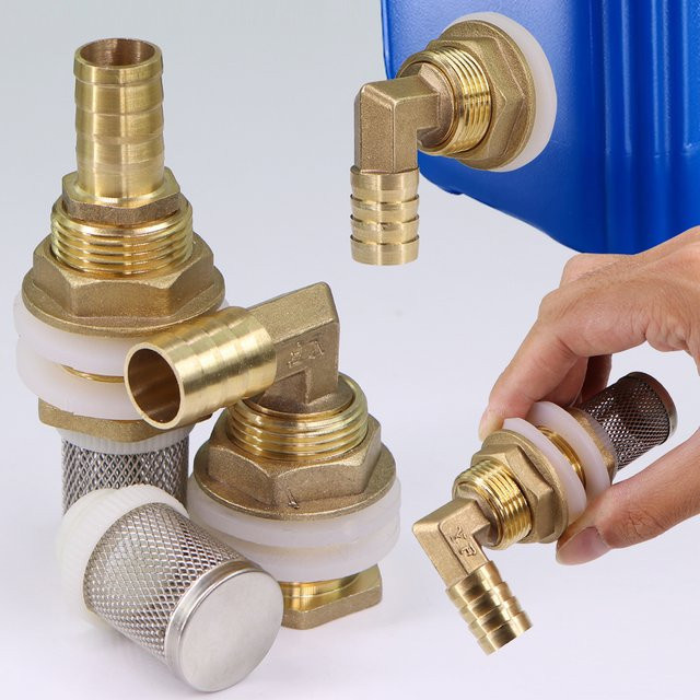 MUCIAKIE Pagode Joint Wassertank Adapter aus Messing mit 304 Edelstahl Filter Bildschirm in Gold und Transparent für Gartenbewässerung und Aquarium, 3/4 Zoll - Bild 1