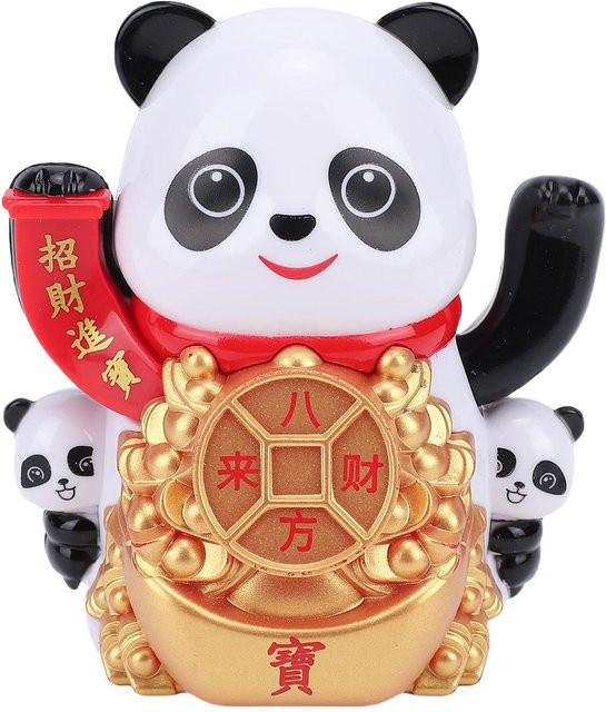 OutsideWorld Solarbetriebene Panda-Figur mit winkendem Arm als Dekoration für Auto Armaturenbrett oder Schreibtisch - Bild 1