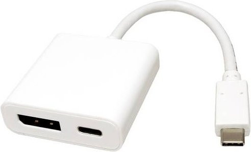 Roline USB-C auf DisplayPort Adapterkabel mit USB-C Power Delivery in Weiß, Länge: 0,10 m - Bild 1