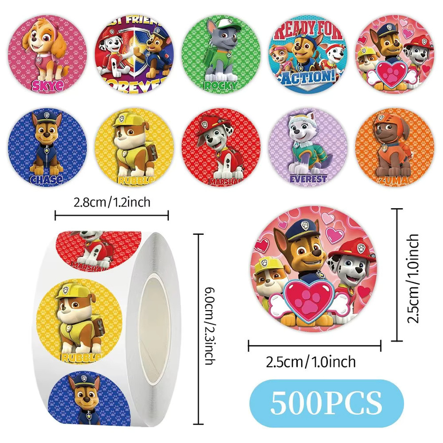 Paw Patrol Aufkleber Rolle mit 500 Teilen in Multicolor für DIY Dekorationen und Geschenke - Bild 2