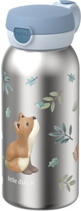 Mepal Campus Edelstahl Trinkflasche mit Klappdeckel Little Dutch Forest Friends Silber 600 ml - Bild 1