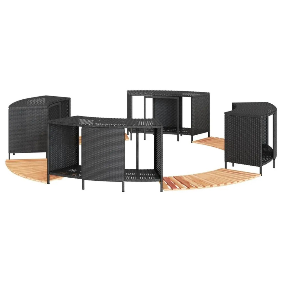 vidaXL Whirlpool-Umrandung aus schwarzem Poly-Rattan und geöltem Akazien-Massivholz - Bild 2