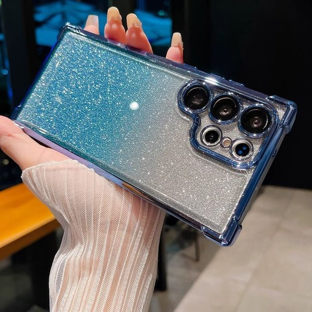 Stoßfeste Glitzer Soft-TPU Handyhülle für Samsung Galaxy S26 Ultra S25 Edge S24 S23 FE Plus mit Airbag-Schutz in Grün - Bild 1
